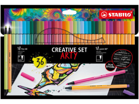 STABILO Set créatif point 88/Pen 68 ARTY, étui carton de 36