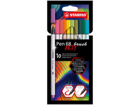 STABILO Feutre pinceau Pen 68 brush ARTY, étui carton de 10