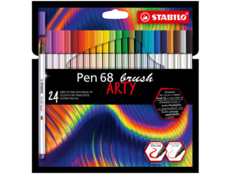 STABILO Feutre pinceau Pen 68 brush ARTY Edition, étui de 24