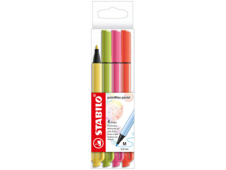 STABILO Stylo-feutre pointMax, étui carton de 4, pastel