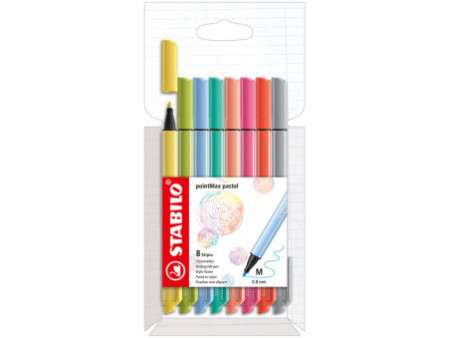 STABILO Stylo-feutre pointMax, étui carton de 8, pastel