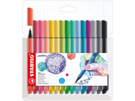 STABILO Stylo-feutre pointMax, étui carton de 15