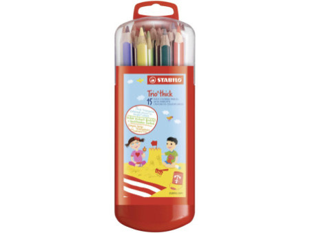 STABILO Crayon de couleur Trio long, étui malin de 15