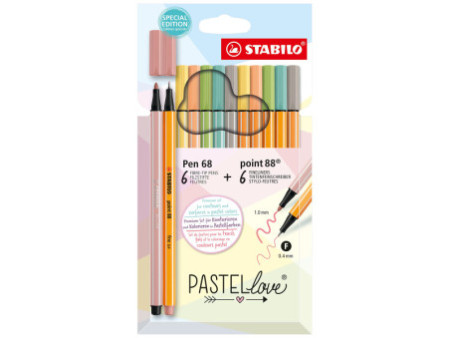 STABILO Set de feutres Pen 68 & point 88 Pastellove, étui