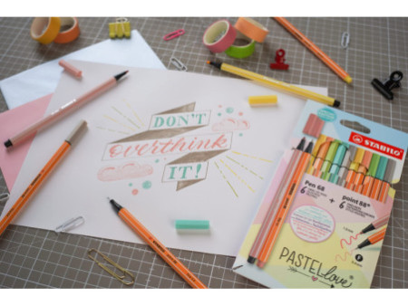 STABILO Set de feutres Pen 68 & point 88 Pastellove, étui