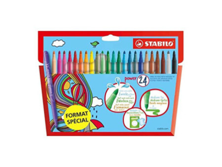 STABILO Feutre power, rond, étui en carton de 24