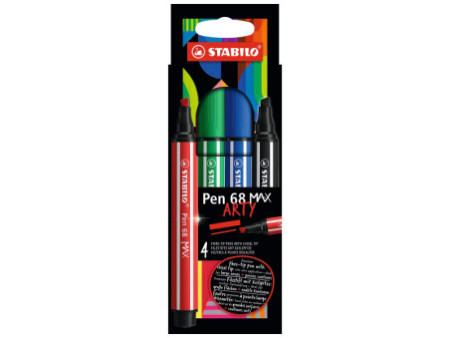 STABILO Feutre Pen 68 MAX, étui de 4 ARTY