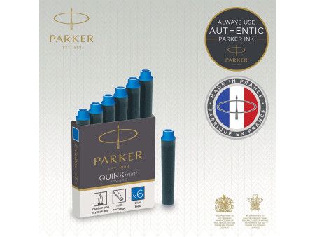 PARKER Cartouches d'encre Mini QUINK, effaçable, bleu