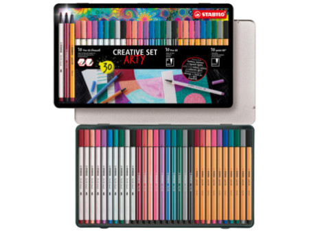 STABILO Set Créatif 'ARTY', étui en métal de 30 pièces