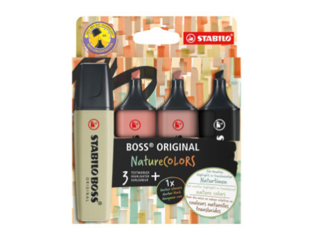 STABILO Surligneur 'BOSS ORIGINAL' NatureCOLORS, étui de 4