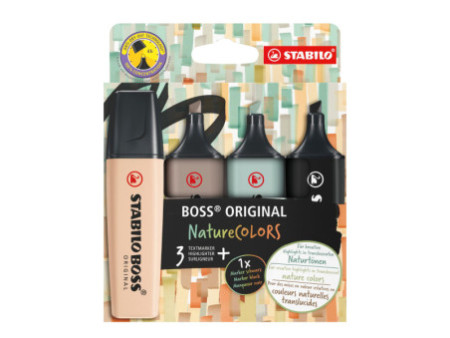 STABILO Surligneur 'BOSS ORIGINAL' NatureCOLORS, étui de 4