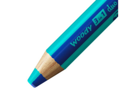 STABILO Crayon multi-talents woody 3en1 duo, bleu/turquoise