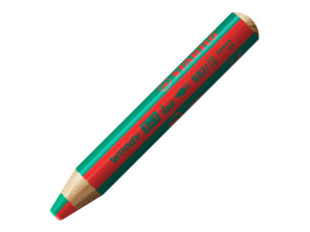 STABILO Crayon multi-talents woody 3en1 duo, rouge/vert