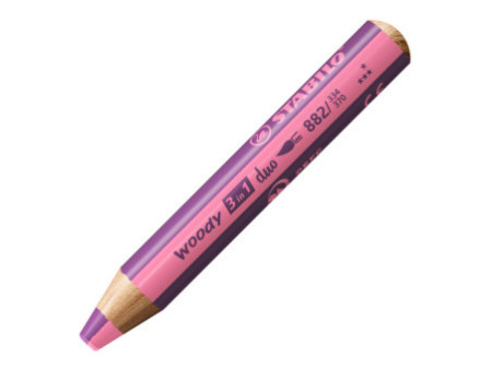 STABILO Crayon multi-talents woody 3en1 duo, rose/mauve lila