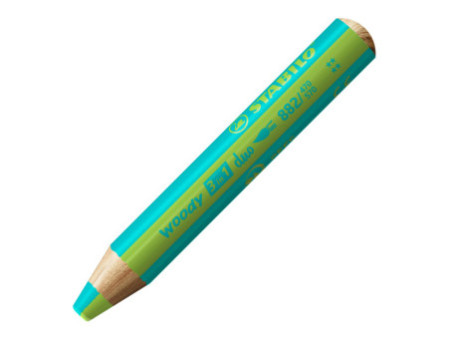 STABILO Crayon multi-talents woody 3en1 duo, turquoise/vert