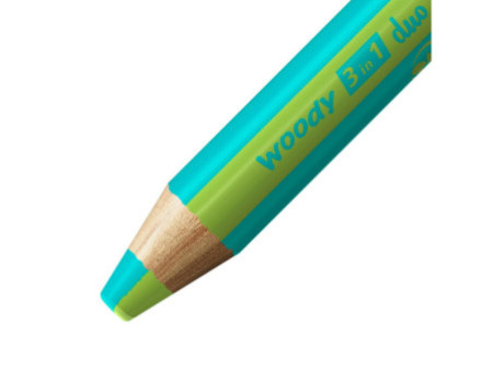 STABILO Crayon multi-talents woody 3en1 duo, turquoise/vert