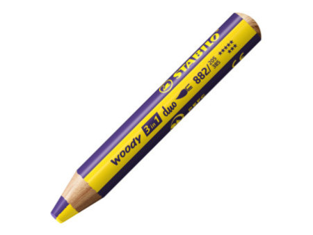 STABILO Crayon multi-talents woody 3en1 duo, jaune/violet