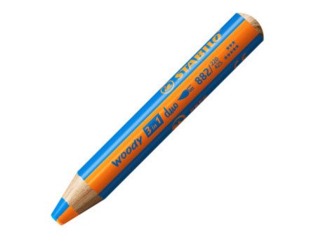 STABILO Crayon multi-talents woody 3en1 duo, orange/bleu