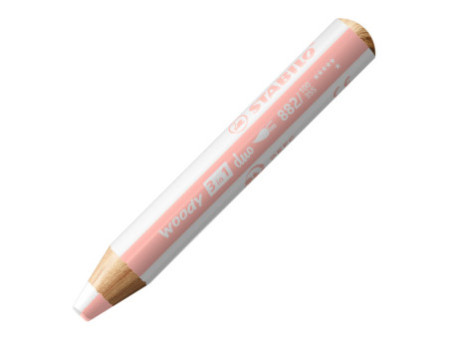 STABILO Crayon multi-talents woody 3en1 duo, blanc/abricot