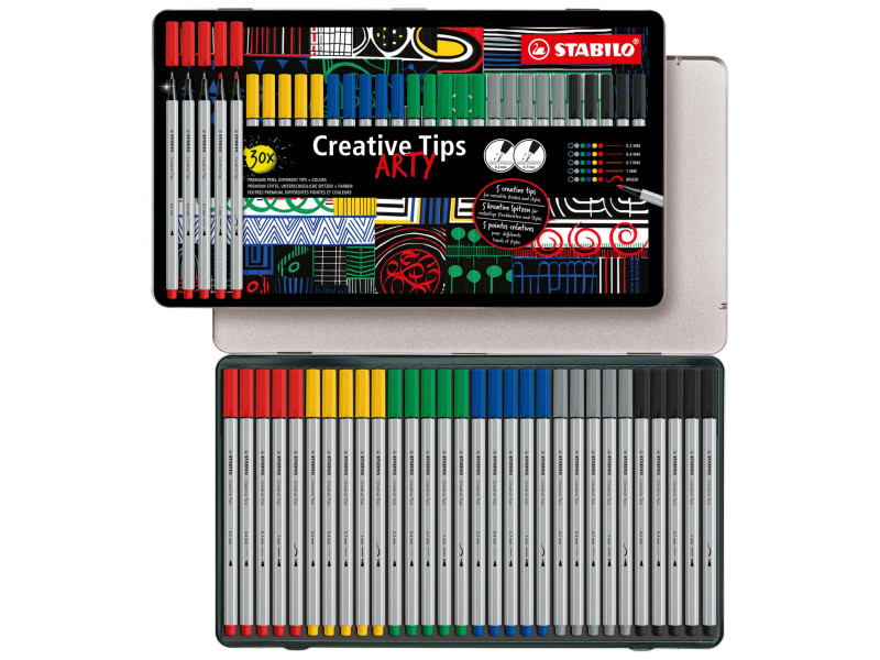 STABILO Kit créatif Creative Tips ARTY, étui métal de 30