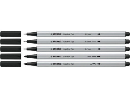 STABILO Kit Creative Tips ARTY BLACK, étui carton de 5