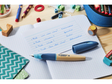 STABILO Stylo plume EASYbirdy Timber L, gaucher, bleu