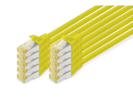 DIGITUS Câble de brassage Cat.6A, S/FTP, 1,0m, par 10, jaune