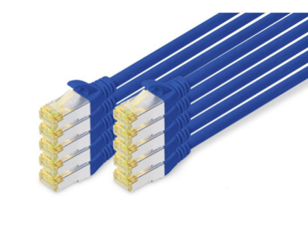 DIGITUS Câble de brassage Cat.6A, S/FTP, 2,0 m, par 10, bleu