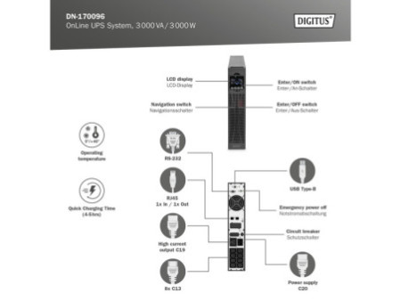 DIGITUS Module UPS OnLine, 3.000 kVA, 3.000 watts