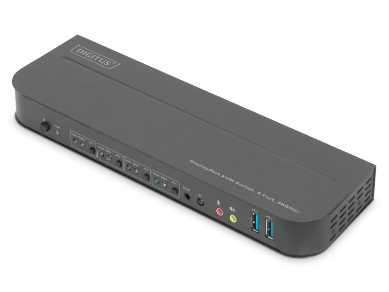DIGITUS Commutateur KVM, 4 ports, 4K60Hz, 4x entrées DP,