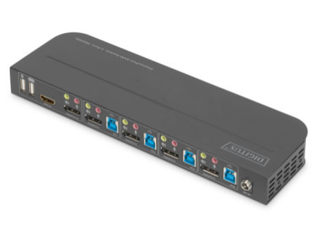 DIGITUS Commutateur KVM, 4 ports, 4K60Hz, 4x entrées DP,