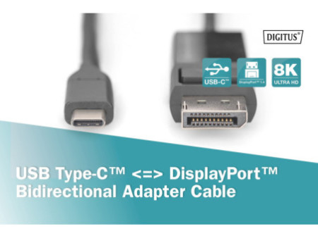DIGITUS Câble adaptateur bidirectionnel USB Typ C vers DP