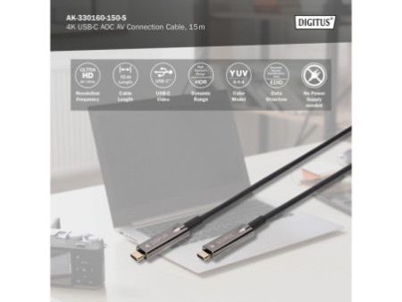 DIGITUS Câble de connexion USB type-C AOC AV, 15 m