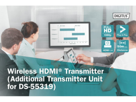 DIGITUS Transmetteur HDMI sans fil Click & Present, noir