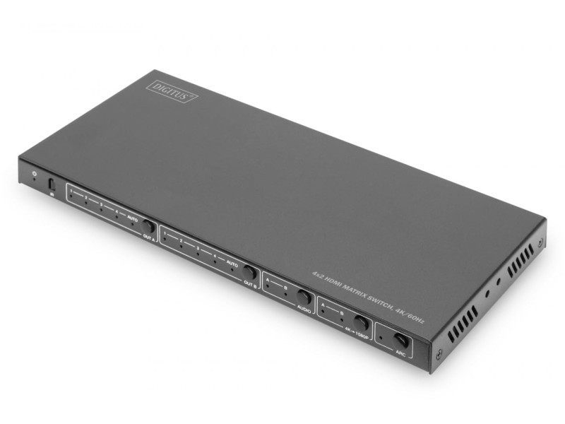 DIGITUS Commutateur matriciel HDMI 4x2, 4K/60Hz, noir