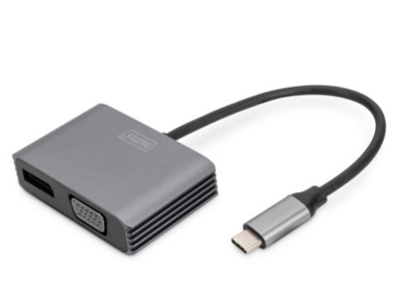 DIGITUS Adaptateur graphique USB-C 4K 2en1 DisplayPort + VGA