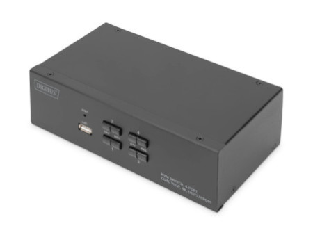 DIGITUS Commutateur KVM, 4 ports, double affichage, 4K