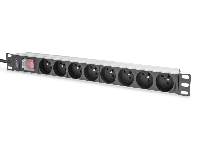 DIGITUS Multiprise 19', 8 prises, 1 U, avec interrupteur