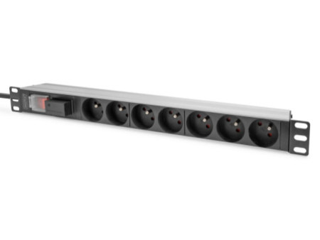 DIGITUS Multiprise 19', 7 prises, 1 U, avec interrupteur