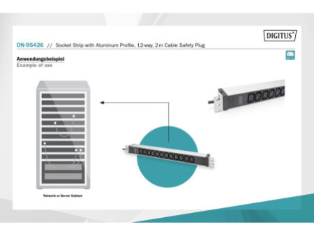 DIGITUS Multiprise 19', 12 prises, 1 U