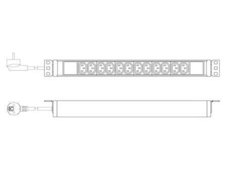 DIGITUS Multiprise 19', 12 prises, 1 U
