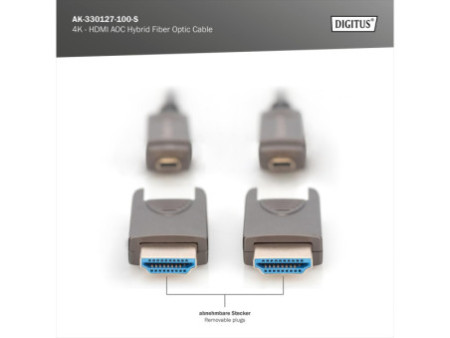 DIGITUS Câble optique hybride actif AOC HDMI, 4K, noir, 10 m