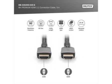 DIGITUS Câble de raccordement Ultra High Speed HDMI, 8K, 3 m