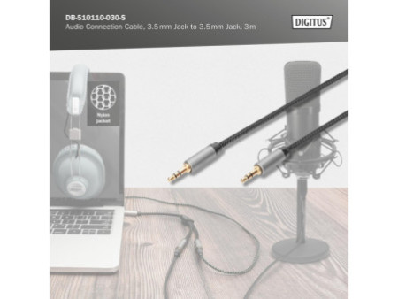 DIGITUS Câble de raccordement audio, jack mâle 3,5 mm, 3 m