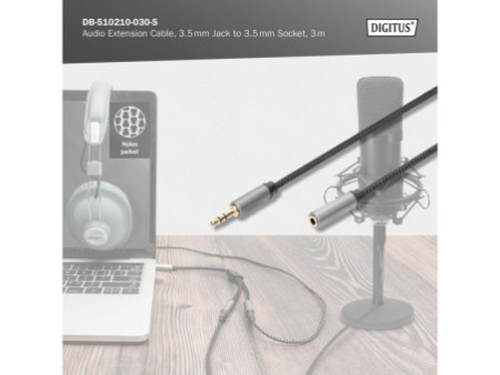 DIGITUS Câble d'extension audio, jack mâle 3,5 mm, 3,0 m