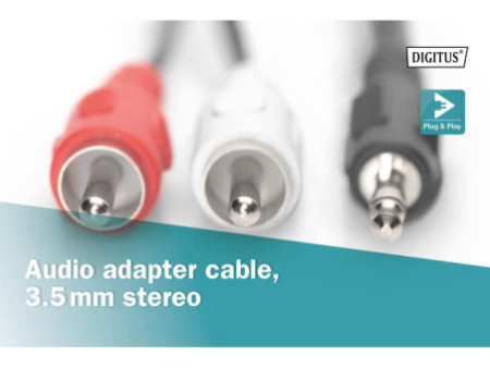 DIGITUS Câble audio adaptateur, fiche jack 3,5 mm, 2,5 m