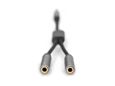 DIGITUS Adaptateur casque audio, jack mâle 3,5 mm, noir/gris
