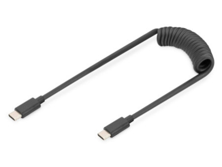 DIGITUS Câble spiralé USB 2.0, USB-C - USB-C, 1,0 m
