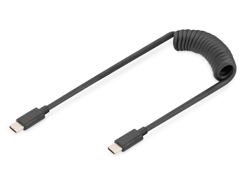 DIGITUS Câble spiralé USB 2.0, USB-C - USB-C, 1,0 m