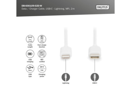 DIGITUS Câble de données & charge, Apple Lightning - USB-C
